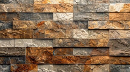 Poster - Detailed close up of a multi-colored stone wall. Suitable for backgrounds or textures