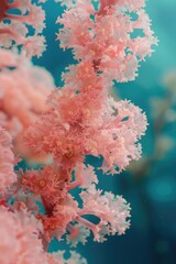 Poster - Close up of a pink flower with water in the background. Suitable for nature and beauty concepts