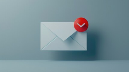 Poster - White envelope with a red button, suitable for business or communication concepts