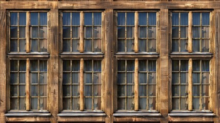Poster - A large wooden building with numerous windows. Ideal for architectural or real estate concepts