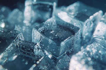 Poster - A pile of ice cubes stacked on top of each other. Great for beverage or summer themed designs.