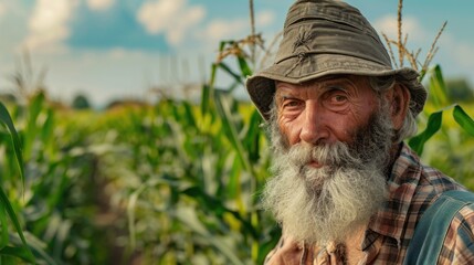 Poster - A man with a long beard wearing a hat, suitable for various projects
