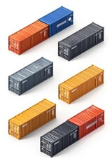 Aufkleber - Set of four different colored shipping containers. Ideal for transportation and logistics concepts