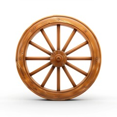 Poster - A wooden wheel isolated on a white background. Suitable for various design projects