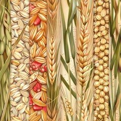 Poster - Assorted wheat grains on a tabletop, suitable for food and agriculture concepts