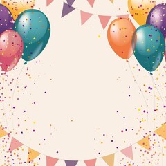 Aufkleber - Colorful birthday card with festive balloons and confetti. Perfect for birthday celebrations