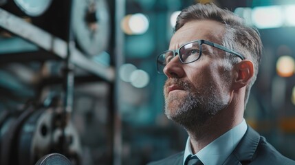Poster - A professional man in a suit and tie looking away. Perfect for business concepts