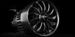 Detailed view of a jet engine on a black background. Ideal for aviation industry concepts