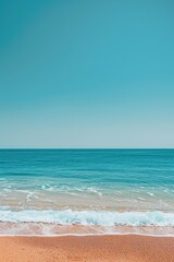 Poster - A scenic view of the ocean from a sandy beach, perfect for travel websites or vacation brochures