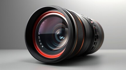 Poster - Close up of a camera lens on a table. Great for photography and technology concepts