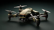 High-tech military drone with cameras closeup image. Reconnaissance UAV close up photography marketing. Technology concept photo realistic. Covert operations picture photorealistic