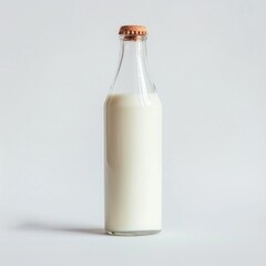 Poster - A simple image of a bottle of milk on a white surface. Perfect for food and beverage related projects