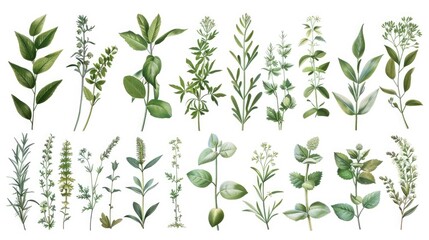 Poster - Collection of different plant species suitable for botanical and educational purposes