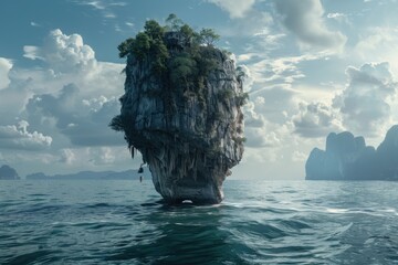 Aufkleber - A small island in the middle of the ocean. Suitable for travel brochures