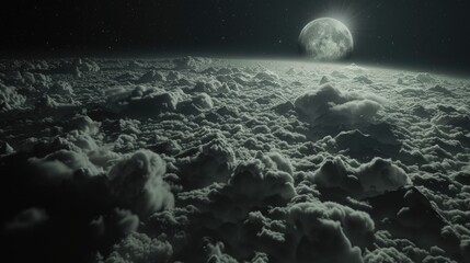 Aufkleber - A stunning view of a full moon shining through the clouds. Perfect for night sky backgrounds
