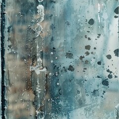 Poster - Close-up of water droplets on a window. Perfect for weather or nature concepts