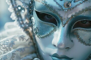 Poster - Close-up of a person wearing a mask. Suitable for health and safety concepts