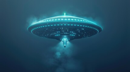Poster - Spaceship flying through the air with smoke, suitable for science fiction concepts
