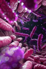 Aufkleber - Pink worms floating in the air, suitable for science or nature themes