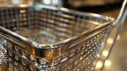 Sticker - A metal shopping cart with a basket on top