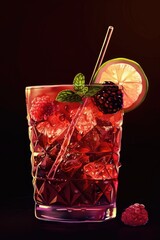 Poster - Refreshing beverage with citrus garnish, perfect for summer menus
