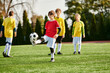 © LIGHTFIELD STUDIOS - A group of young boys, full of energy and enthusiasm, engage in a lively game of soccer on a grassy field.