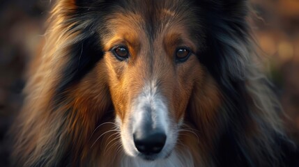 Canvas Print - Close up of a dog's face with a blurry background. Suitable for pet lovers and animal-related projects