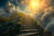 Radiant Ascending stairs to the sun. Sunlight life. Generate Ai