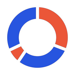 Poster - Pie chart segments 2D linear cartoon object. Round piechart sections isolated line vector element white background. Data visualization. Geometric infographic element color flat spot illustration