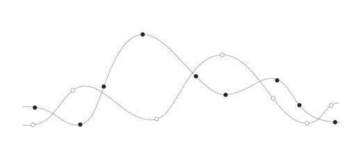Poster - Graph trends waveform black and white 2D line cartoon object. Comparison performance analysis isolated vector outline item. Infographic element. Data visualization monochromatic flat spot illustration