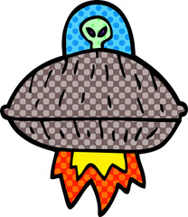 cartoon doodle alien spaceship