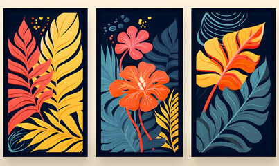 bundle set Abstract tropical leaves elements