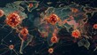 A global map tracking the spread of pandemics, highlighting affected areas and healthcare disparities.
