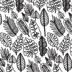 Tropical leaf or Flowers Pattern Background, Luxury nature leaves pattern design, design for fabric , print, cover, banner and invitation, Vector illustration.