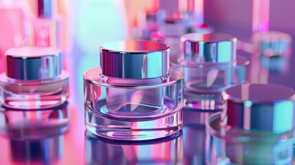 Poster - A group of bottles of perfume on a table. Ideal for beauty and fashion concepts
