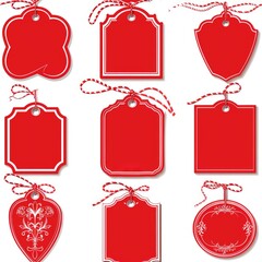 Poster - A collection of red tags with a string, perfect for various uses