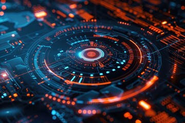 Poster - Detailed view of a circuit board, suitable for technology concepts