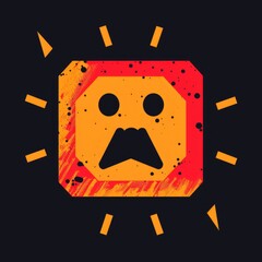 Poster - Yellow square with sad face, suitable for various designs