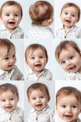 Canvas Print - A collage of photos showing a baby with various expressions. Perfect for illustrating emotions or baby development articles