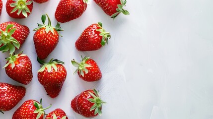 Poster - Juicy strawberries on a clean white background, perfect for food blog or recipe book cover