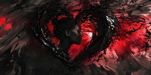 Aufkleber - A painting of a woman's face in a heart shape, perfect for love-themed designs