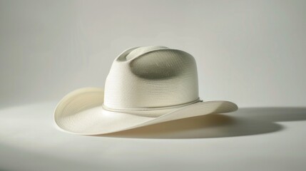 Poster - White hat placed on white table, suitable for various concepts