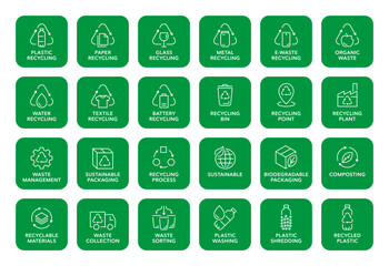 Wall Mural - Recycling vector icon logo badge collection