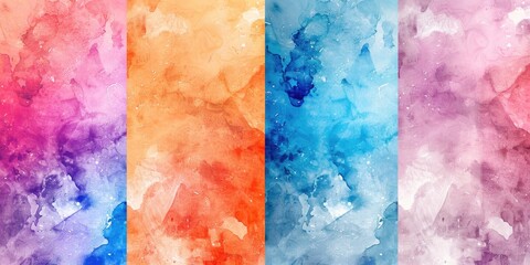 Aufkleber - Set of four colorful watercolor backgrounds, perfect for design projects