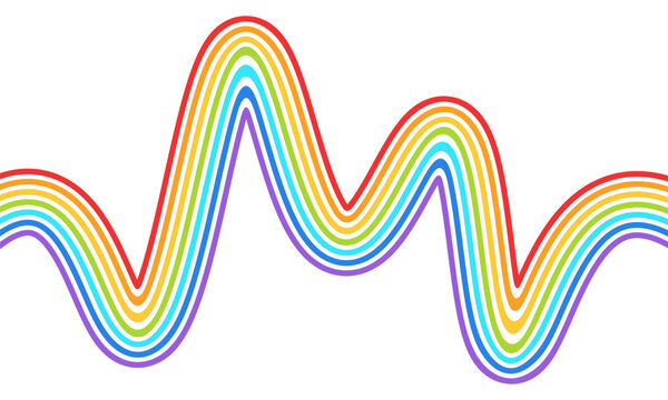 curved line wavy rainbow colorful border decoration flat illustration vector