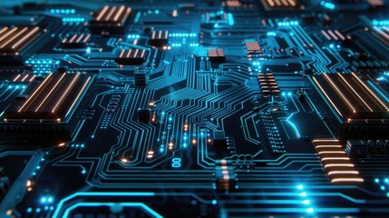 Poster - Detailed view of a computer circuit board, ideal for technology concepts