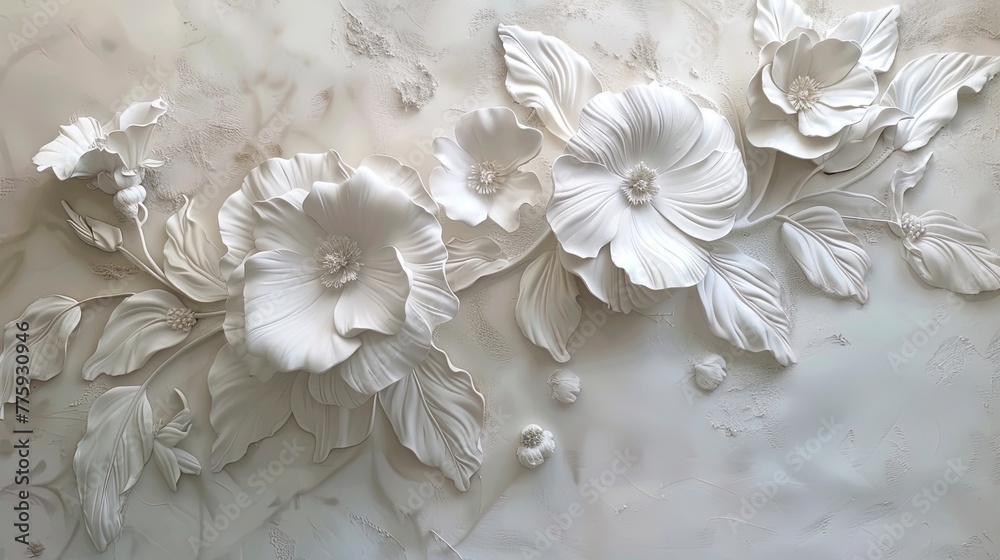 Cladding Texture Flower Light decorative texture of plaster wall with volumetric decorative ...