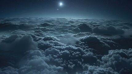 Poster - A stunning view of the night sky above the clouds. Perfect for backgrounds or astronomy concepts