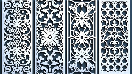 Poster - Four panels with intricate decorative designs, perfect for adding a touch of elegance to any space