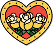sticker of tattoo in traditional style of a heart and flowers